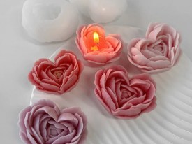 Molde silicona corazon pimpollo flor